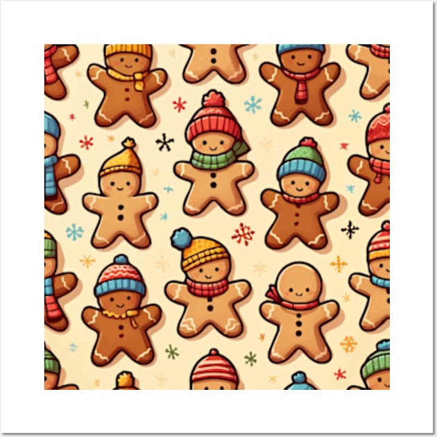 Gingerbread Men Pattern Wall Art by ArtFactoryAI